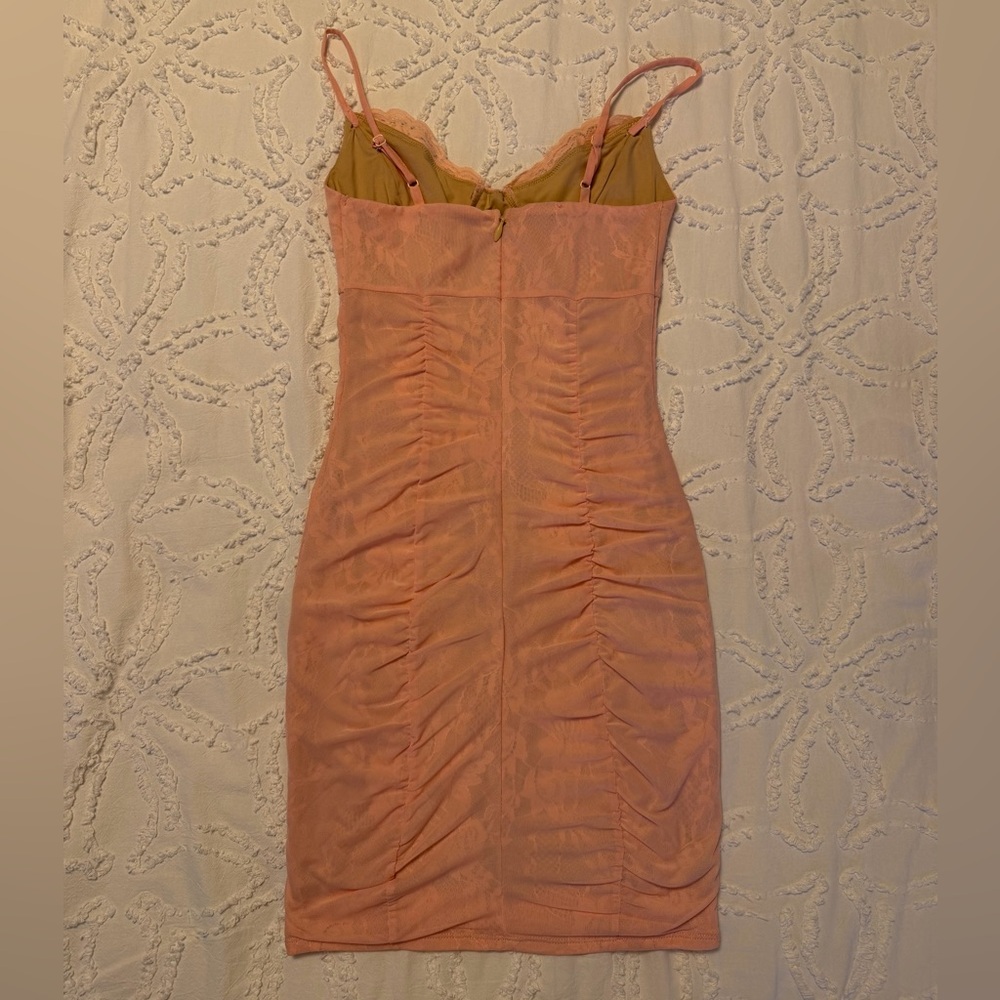 bebe Peach Ruched Mini Dress - Picture 3 of 3